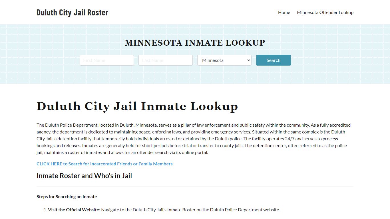 Duluth Police Department & City Jail, MN Inmate Roster, Arrests, Mugshots