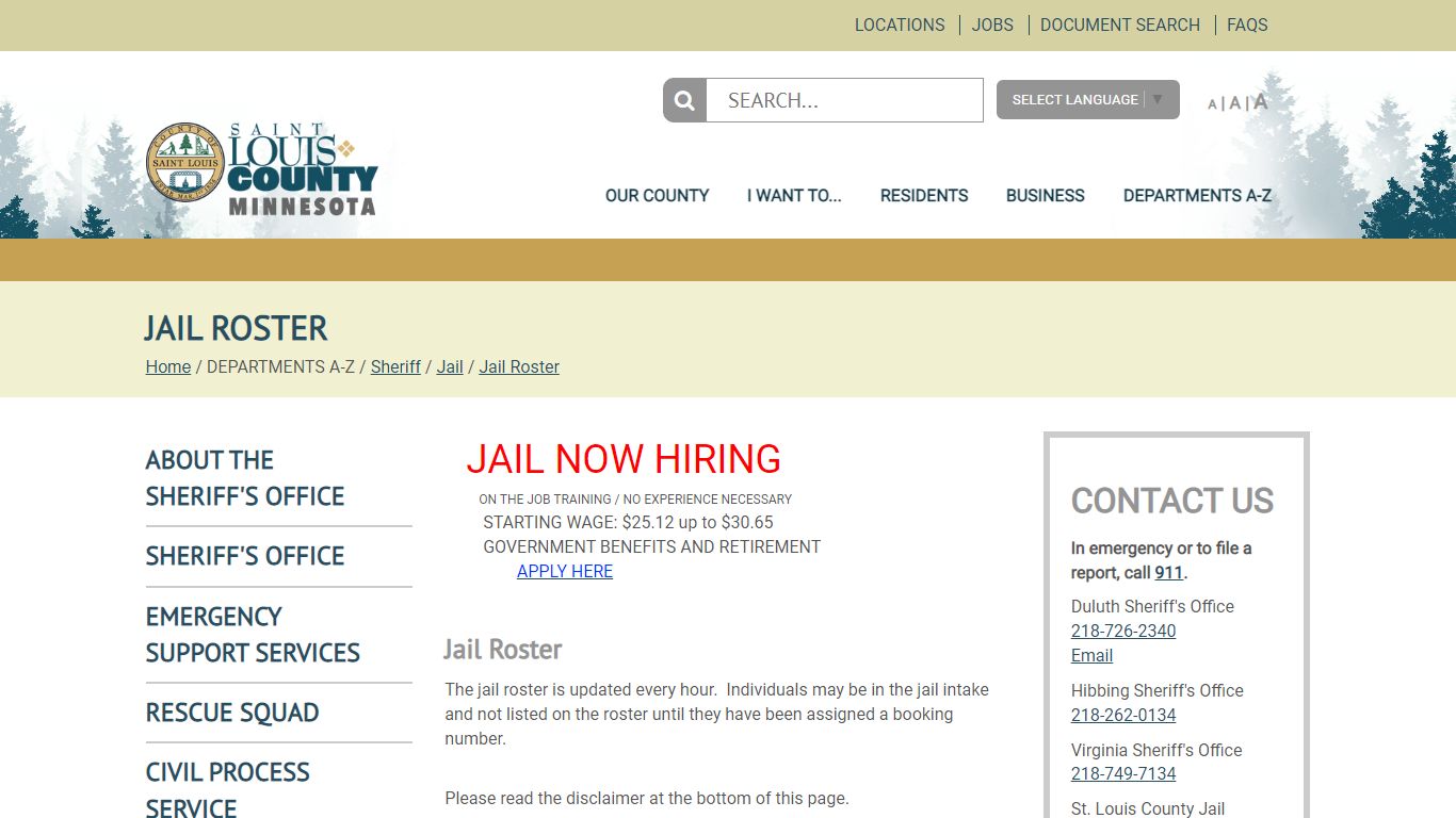 Jail Roster - St. Louis County MN